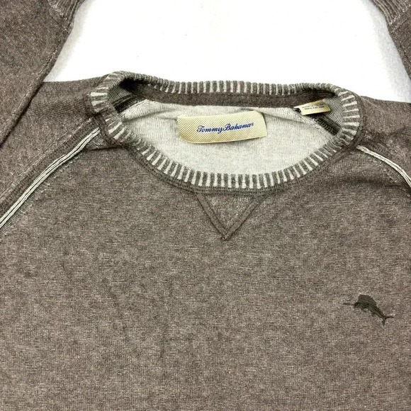 Tommy Bahama 100% Cotton Brown Crew Neck Heathered Mens Soft Sweater Size XL - Picture 3 of 15